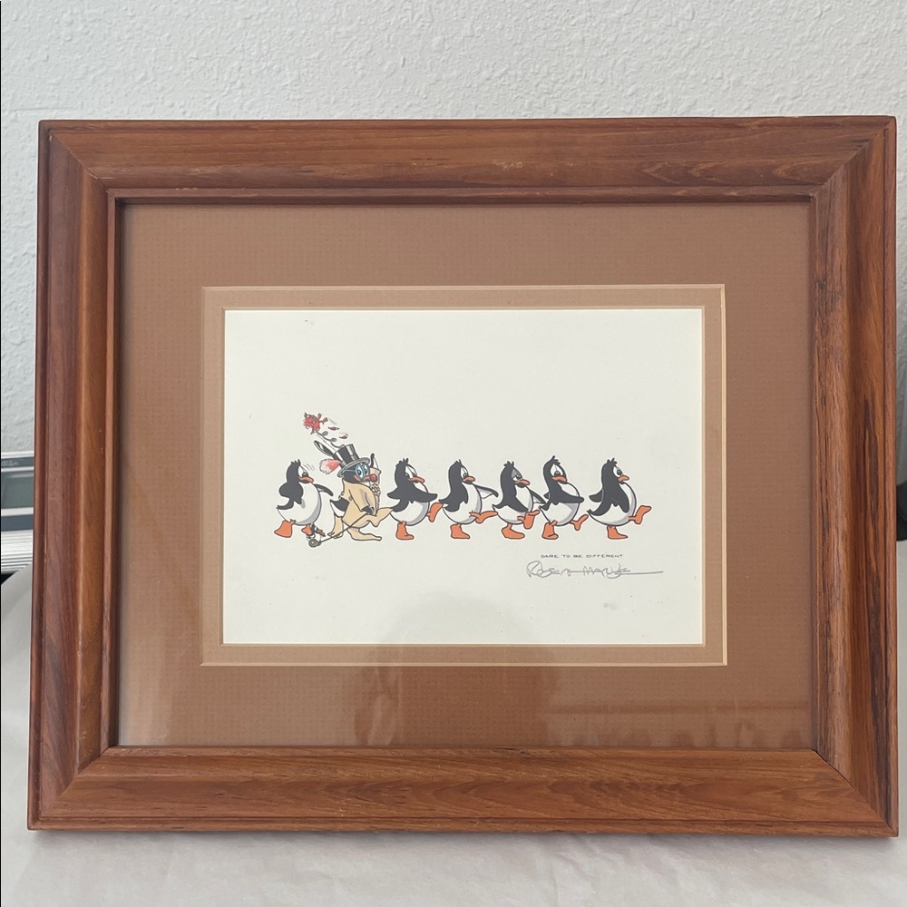 Framed Penguin Parade dare to be different Art Print